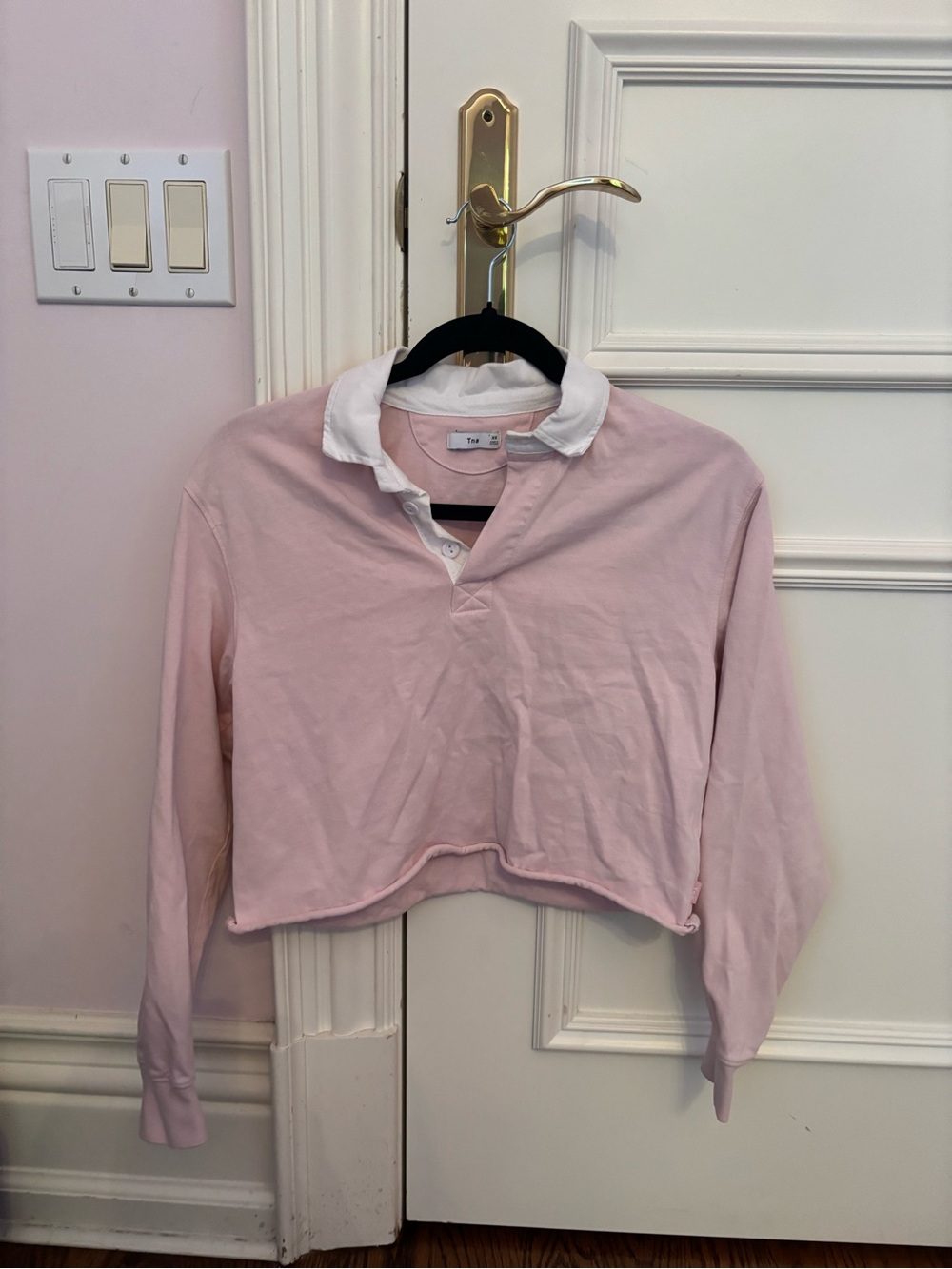 TNA Light Pink Rugby Polo with White Collar